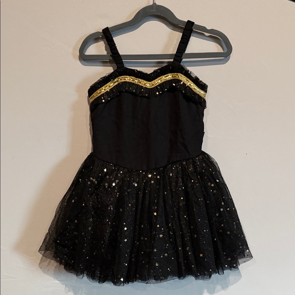 Rock Your Kid Black and Gold Starry Kids Tutu Dress